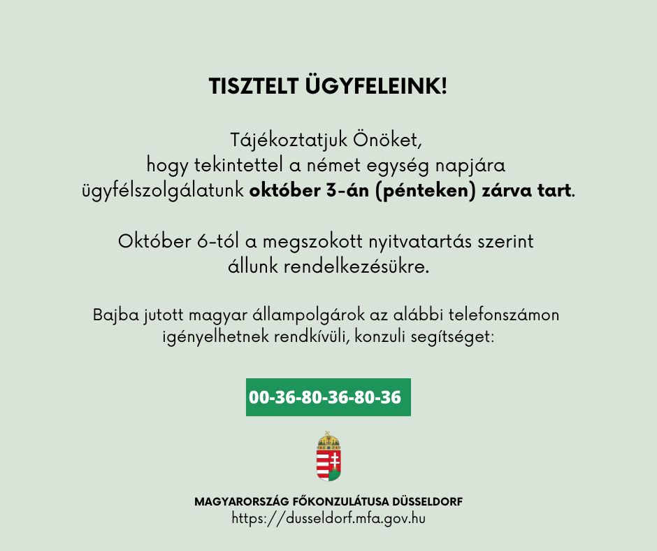 Ünnepi zárvatartás október 3-án